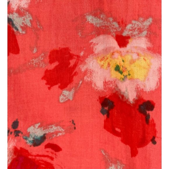 J. Crew Women's Size Large Peach/Coral Floral Long-Sleeved Button-Down Shirt - Picture 3 of 6